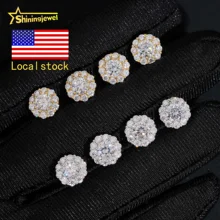 Local Stock Fast Shipping Fine Jewelry Iced Out Pass Diamond Tester 925 Silver Hip Hop Men Moissanite Earrings