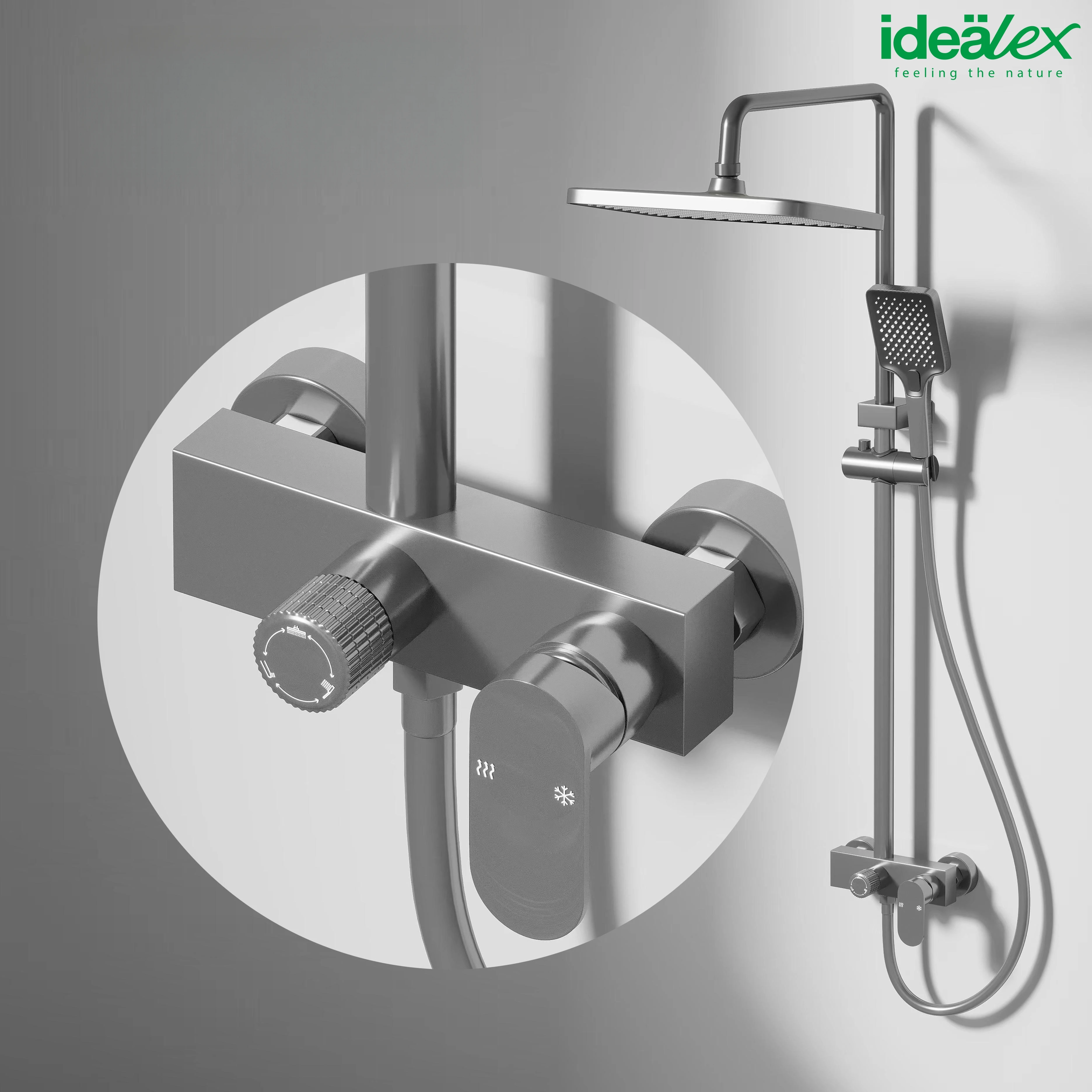 Ares Idealex New Arrival Digital Control Automatic Temperature Bathroom Shower Set Soft Rain Spray Water Tap Mixer System