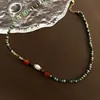 02-h12 Gold titanium steel beaded necklace
