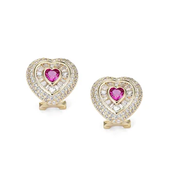 Hip hop jewelry 925 Silver CZ earrings heart earring for women