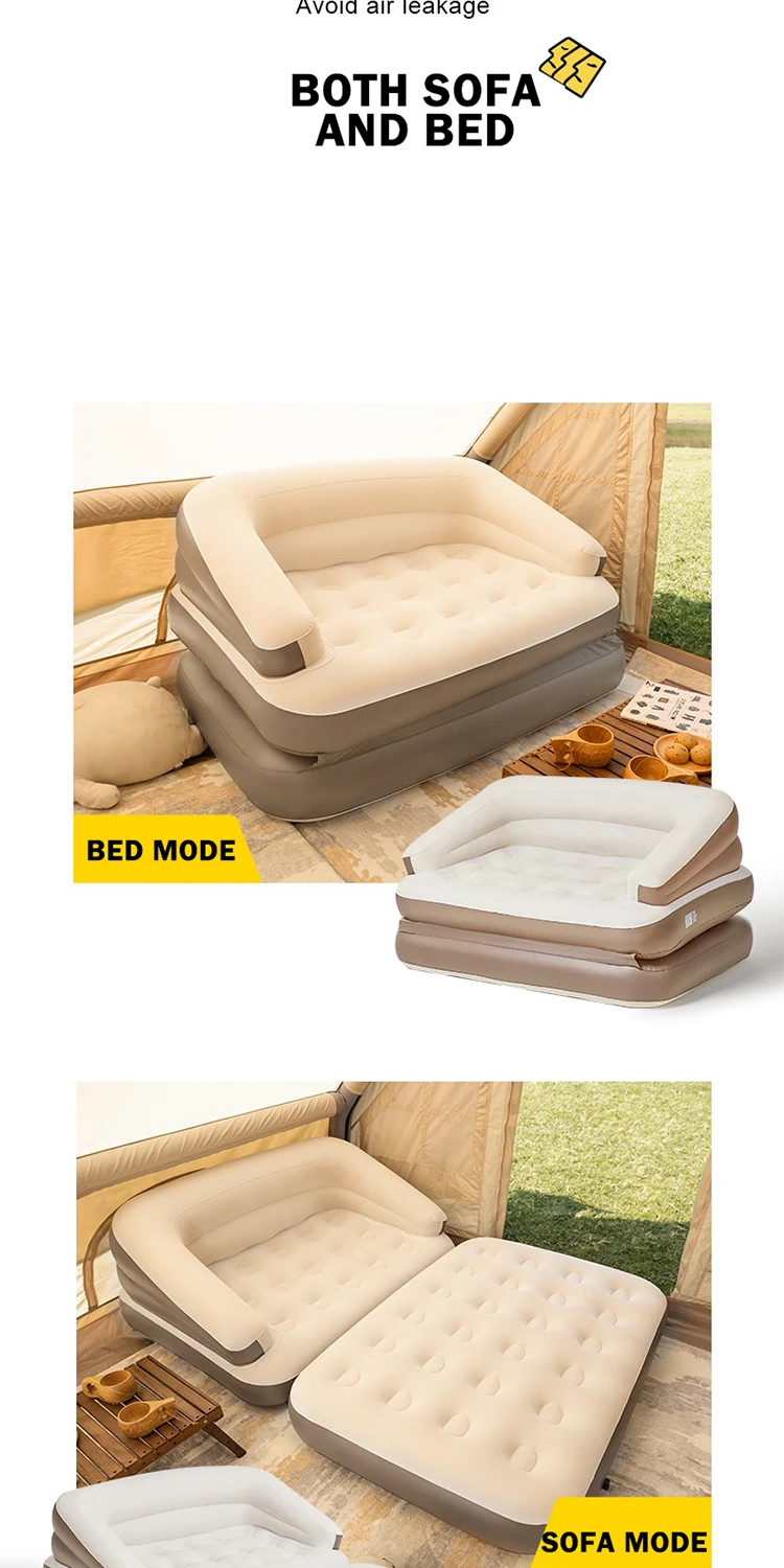 Outdoor Camping Luxury Inflatable Bed Pvc Inflatable Sofa Bed Inflatable 2 Seat Large Sofa