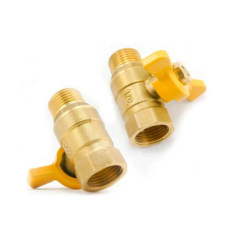 1/2 BSP threaded copper brass 1/2 Inch mini Cw617N forged brass ball valve butterfly handle brass F/