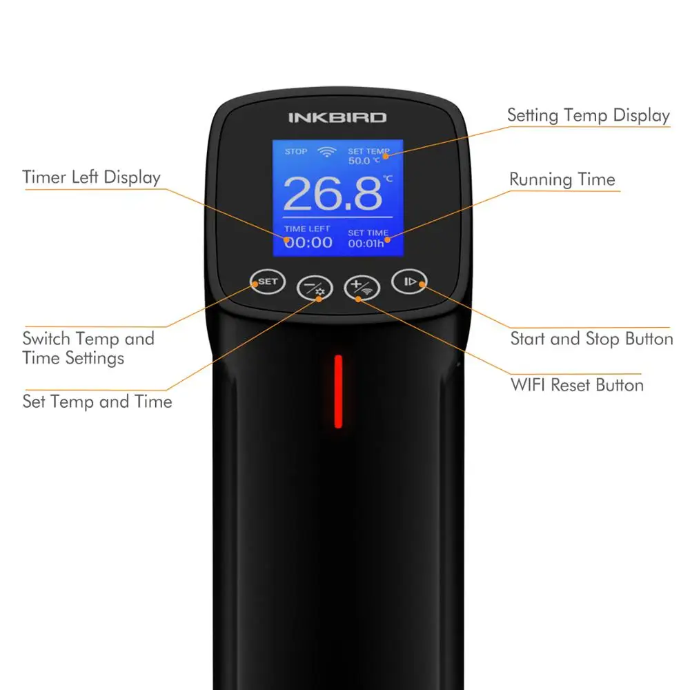 INKBIRD Wi-Fi Stainless Steel Immersion Circulator Sous Vide Cooker ISV-100W