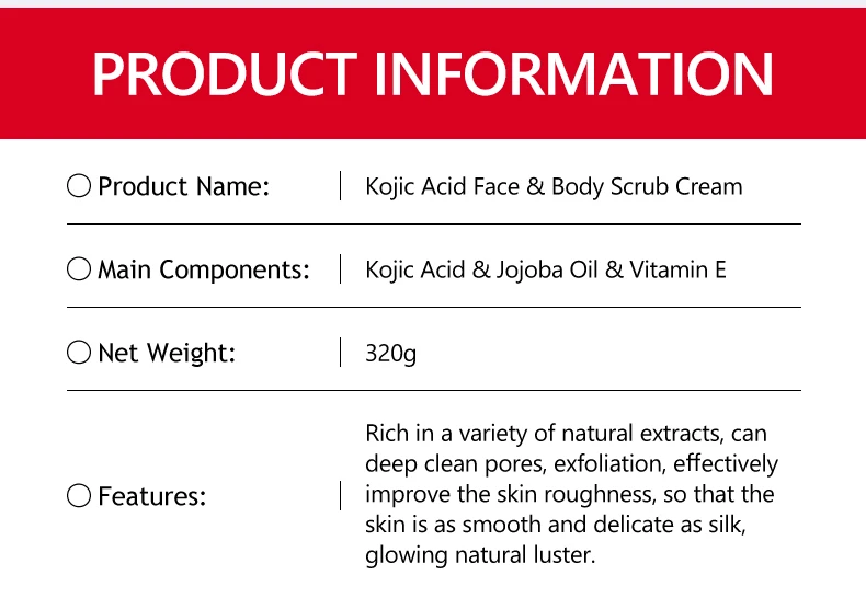 Guanjing Factory Organic Kojic Acid Face Body Scrub Cream With Vitamin E Deep Cleansing And Exfoliation ice cream body scrub