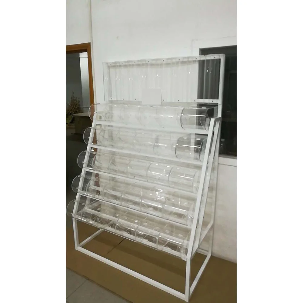 Grocery Store Candy And Nuts Bin Display Rack Free Standing Metal Candy Jar Holder Display Rack