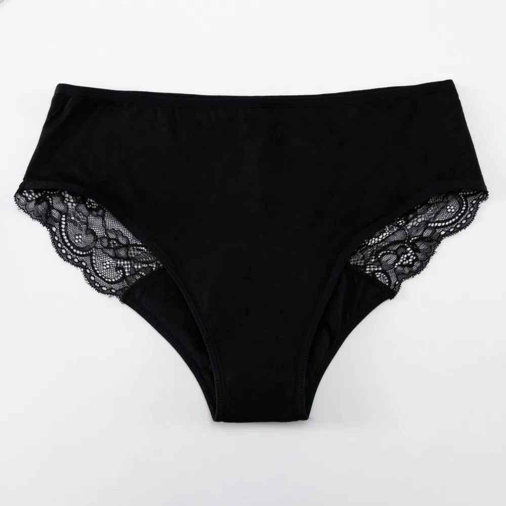 Bamboo Lace 4 Layer Leakproof High Waist Breathable Cycle Culottes Menstrual Lace Period Undies