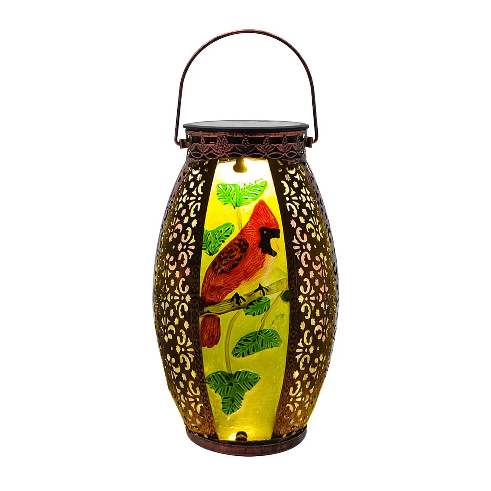 Solar Lanterns Outdoor Hanging Glass Light Hollowed-Out for Indoor Yard Table Patio  Pathway