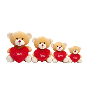 Custom Plush Toy Girl Gifts Wholesale Love Heart Valentines Day Small Size Soft Stuffed Teddy Bear With Heart