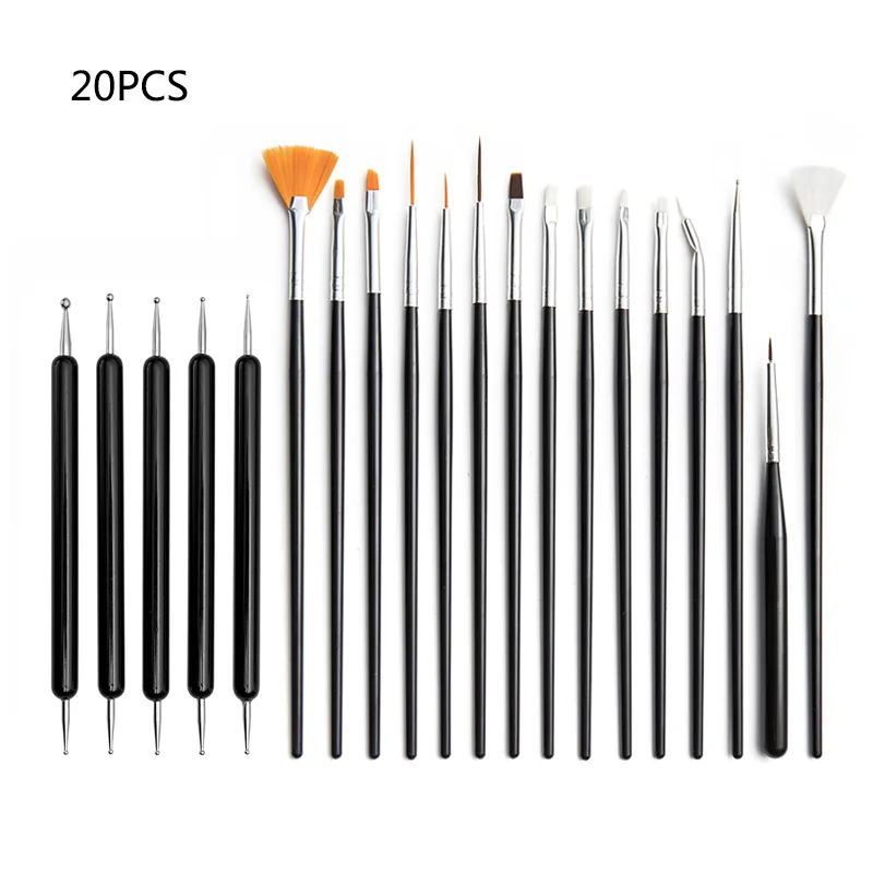 20piece Professional Nail Art Brushes Set Multifunction Nail Dot Drill Pen Nail Art Tools Set