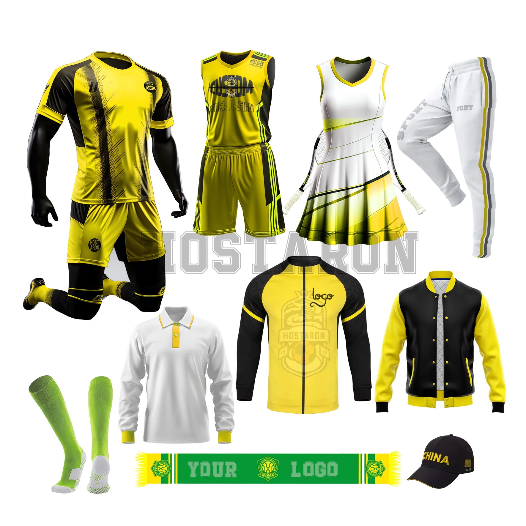 HOSTARON Adult Sublimation Football Goalkeeper Uniform League Training Football Jersey Set College Football Soccer Jersey Set