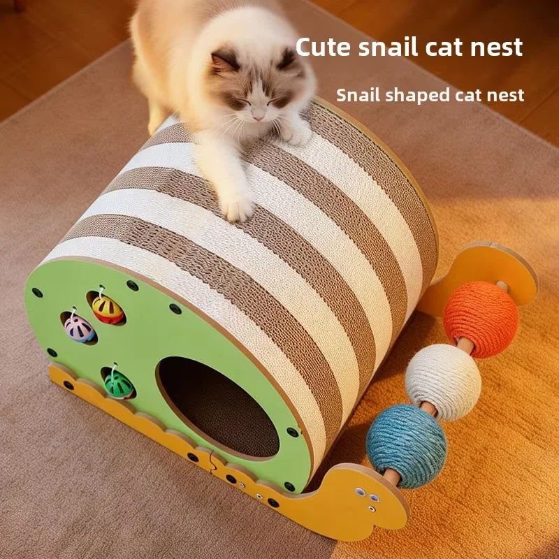 Snail Shape Cat Scratcher Multifunctional Cat Scratching Board with Replaceable Toy Corrugated Cat Scratching Bal supplier