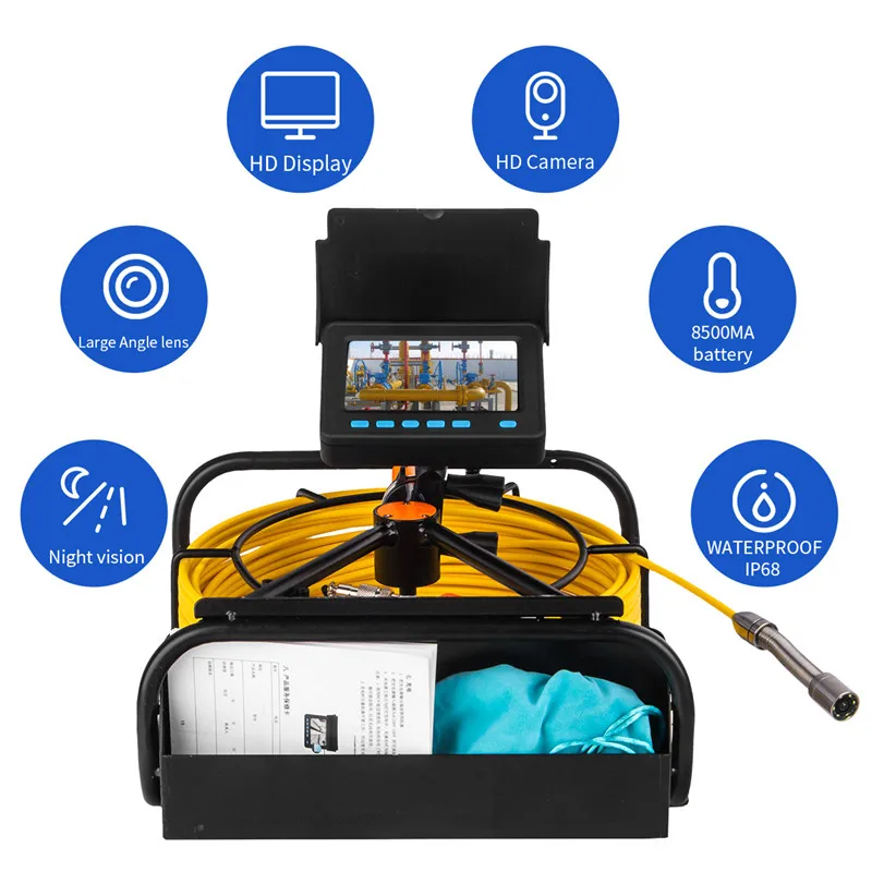 Pipe Camera 4.3inch Screen with 8500mAh Battery&16GB Video Recording Drain Plumbing Inspection