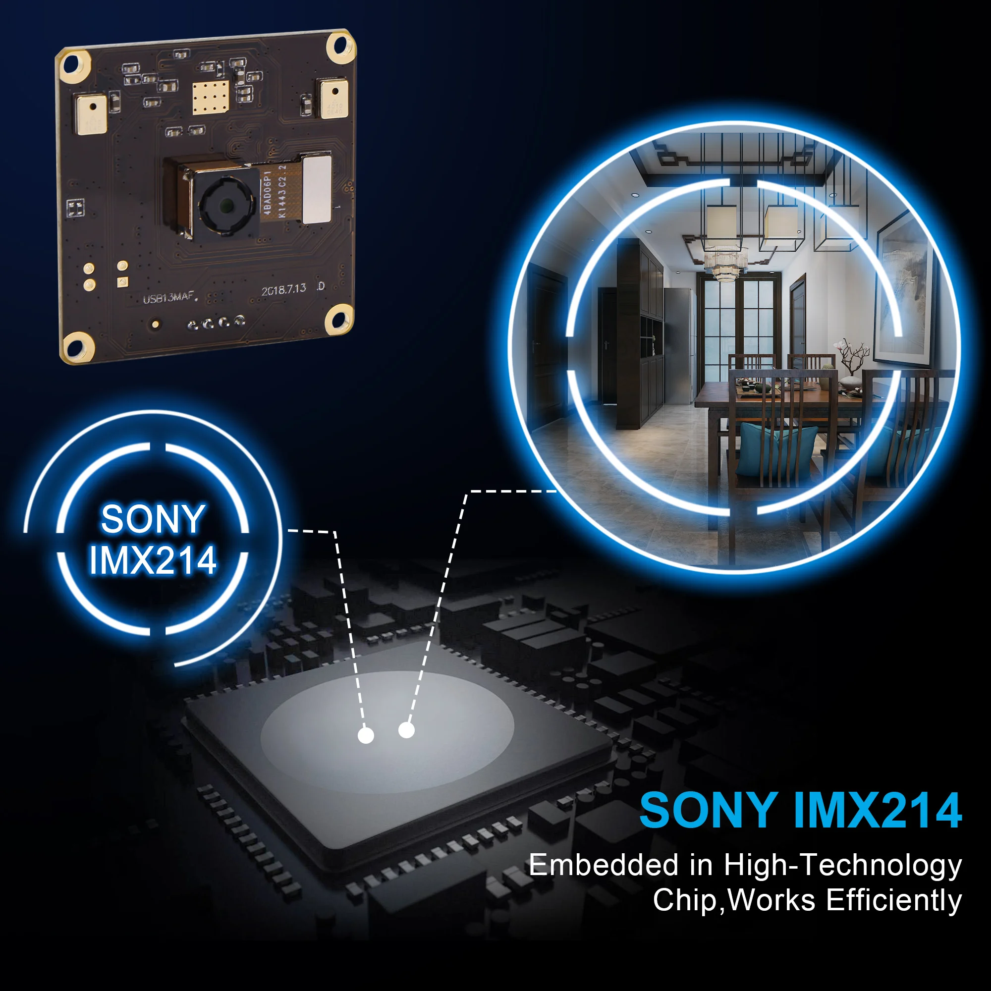 ELP 13MP USB Camera Module with Autofocus and Distortion-Free Lens