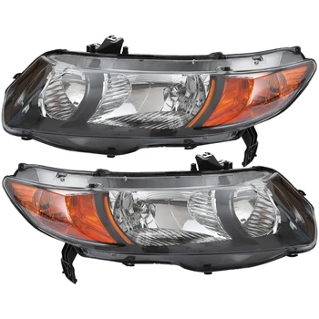 Car Headlights Assembly Housing Headlamps Left & Right fit for 2006-2011 Honda Civic 2Dr Coupe Car Head Lights Lamp