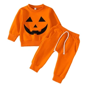 Halloween Popular Pumpkin Clothing Set Toddler Long Sleeve Pullover Pants Sweatsuit Baby Clothing Set