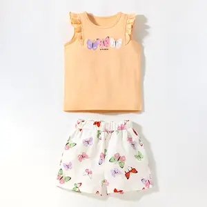 OEM Customized LOGO T-Shirt Short Two Piece Set Printing Summer Breathable Casual Girls Clothing Set