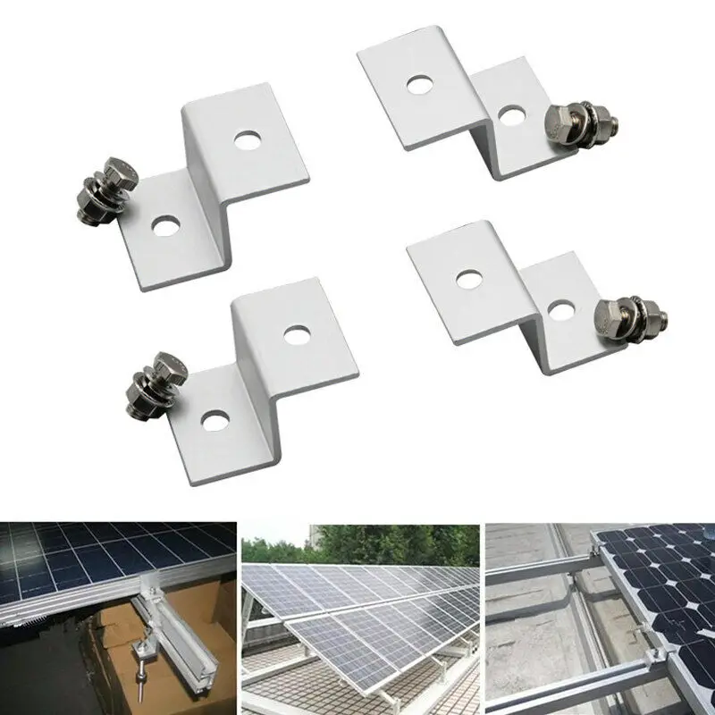 4PCS Solar Panel Z bracket Mounting Mount Flat Roof Wall Aluminum Set Kit XX 