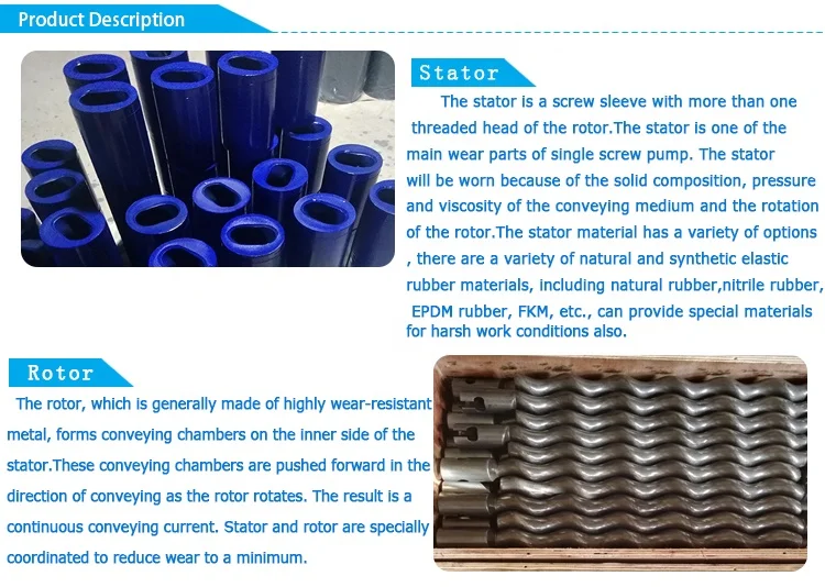 New Stator Rotor for Netzsch Pumps Accessories & Spare Parts for Seepex Pump for Manufacturing Plant Use