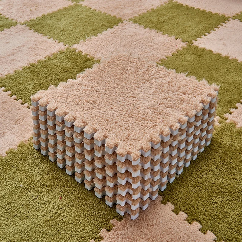 Multi-functional Pure Colors Square Carpet in  Bedroom Plush EVA Foam Flooring Tatami Mat Detachable Seamed Rug