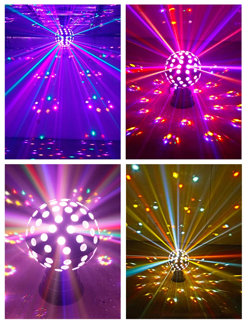 ZJI Spinning Disco Ball with 9 colors LED Light for Parties Bars Clubs Lighting Halloween Christmas Flare