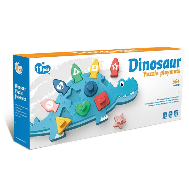2023 New Hot Dinosaur Puzzle Playmate Toy Baby Enlightenment Shape Matching Learning Cognitive Blocks Set Toys for Kids
