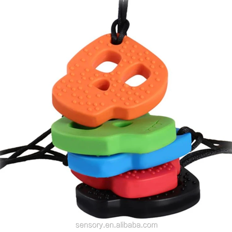 Collier Mastication Anti-stress Lot De 5 Colliers à Mâcher Sensoriels Silicone - Apaisant Anxiété Autisme TDAH - Qualité Alimentaire Collier De Mastication Enfant