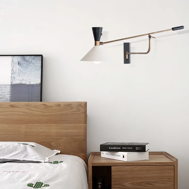 Industrial Creative Rotatable Swing Arm Bracket Sconce Wall Lamp Bedroom Living Room Modern LED Indoor Wall Light