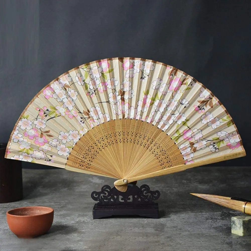 Folding Fan Chinese Vintage Cherry Blossom Hand Held Silk Folding Fan With Bamboo Frame Folding Fan Wedding Dance Buy Bamboo Hand Fan