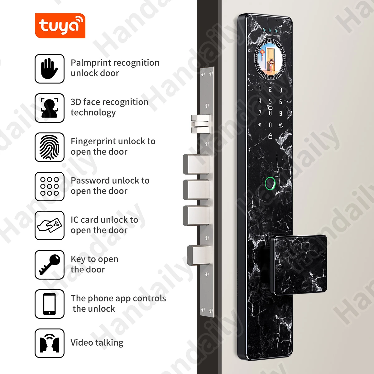 HanDaily Handvenen-KI-Smartlock Gesichtserkennung Fingerabdruck Video-Türsprechanlage Digitalschloss mit Kamera Smart Home Produkte A40
