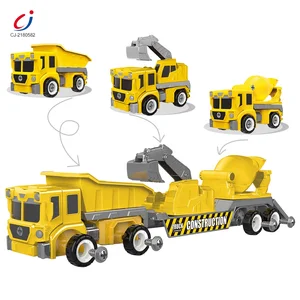 Construction Engineering Vehide Truck Diy Assemble Robot Take Apart 3 in 1 Deformation Engineering Plastic Toy Trucks