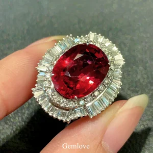 GEMLOVE Oval Ruby & Lab Diamond Ring - 14K/18K Gold DEF/VS Vintage Wedding Jewelry