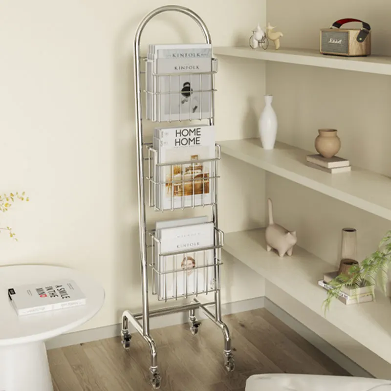 Wymulot 3 Tier Wall Mounted Magazine Rack - Boho Storage Basket With Hooks For Books, Keys, Remotes, Gray Cotton Rope
