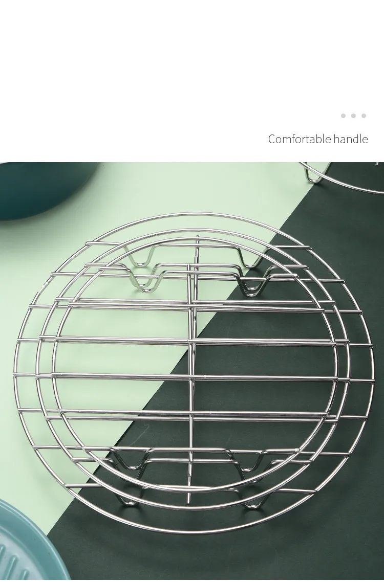 Unique Design Wire Stainless Steel Round Steamer Cooling Rack for Roasting Oven 4