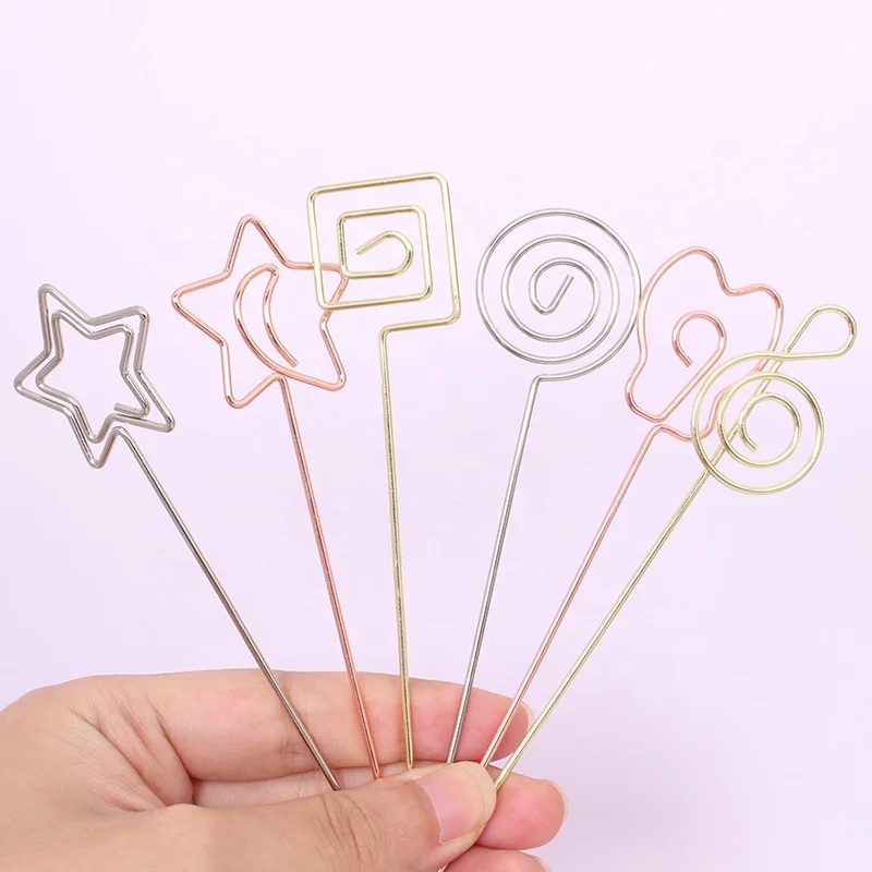DIY 13 Mix Shape Ring Loop Craft Wire Clip Table Card Note Photo Memo Holder Metal Clamp Clay Cake Decoration Accessories