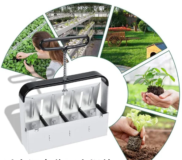 Handheld Manual Quad Soil Blocker with Comfort-Grip Handle Create 2 Soil Block 