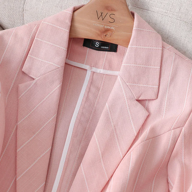 Office Blazer Pink Striped Jacket Suit 