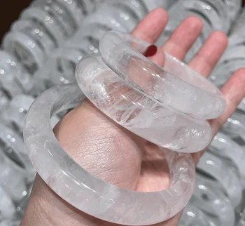 Natural White Crystal Stone Healing Clear Quartz Bangle&Bracelets For Women Girls