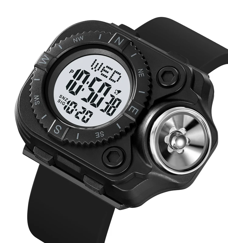 China Market New Watch Additional Function Relojes Skmei 2187 Sport Men Digital Watch with Led Flashlight Solar Flash Light