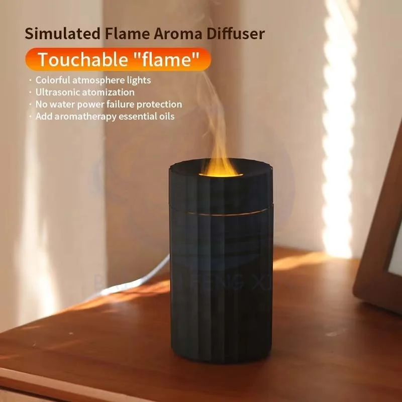 新しいクリエイティブなシミュレーション炎加湿器 家庭用 オフィス用 デスクトップディフューザー 車用 七色炎アロマセラピーマシン 5