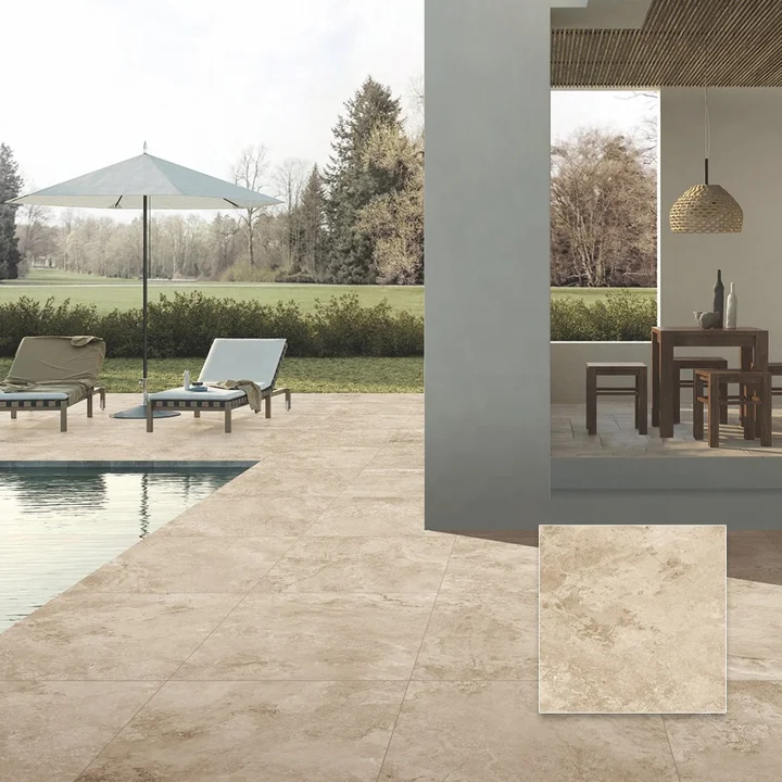 Travertine look outdoor tile