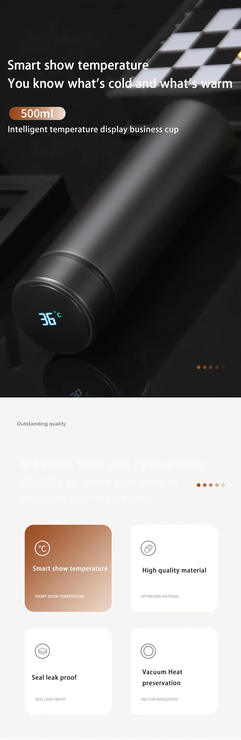 Smart Water Bottle - 304 Stainless Steel Vacuum Flask