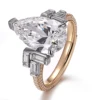 Anillo de oro macizo de 10 quilates con diamante de laboratorio