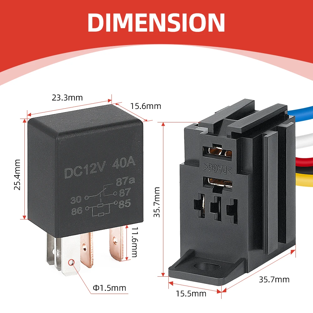 Relè automobilistico impermeabile JD1912 12V 40A Relè per