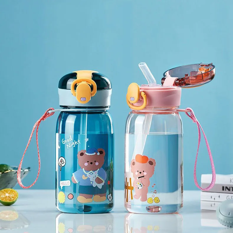 2023 New 400ml Kids Plastic Water Bottle Cute Bear Plastic Water Bottle ...