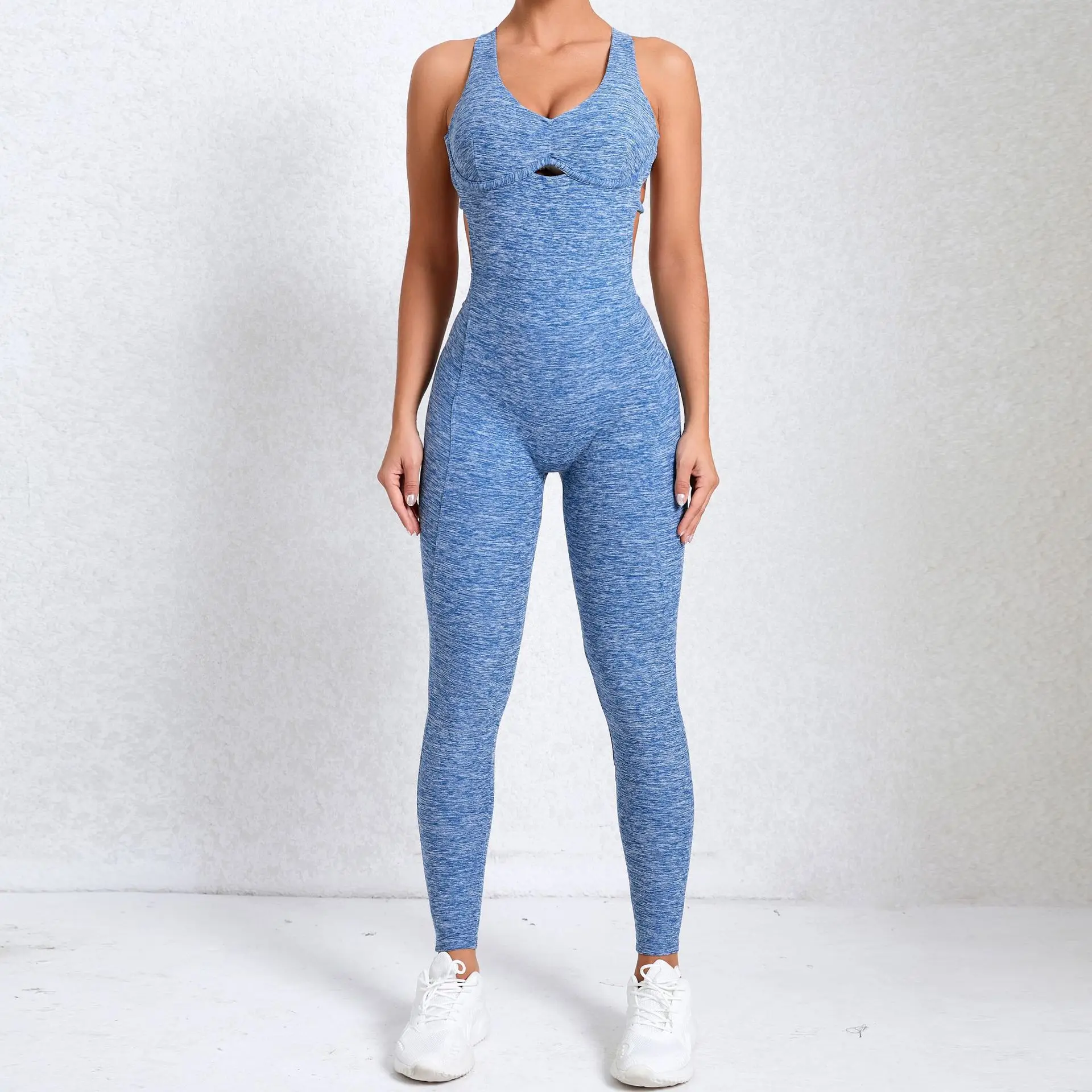 Comfortable Yoga Sets Jumpsuits for Women Built-in Bra Romper Full Length Unitard  One Piece Jumpsuits Gym Wear Activewear manufacture