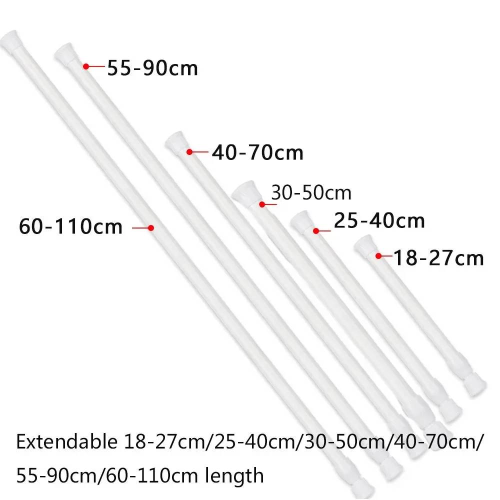 Qlfyuu Curtain Rail Tension Rod Extendable Curtain Pole, Heavy Duty Curtain Rod Pole No Drilling, Telescopic Curtain Pole Rust Free(Black,110-210CM