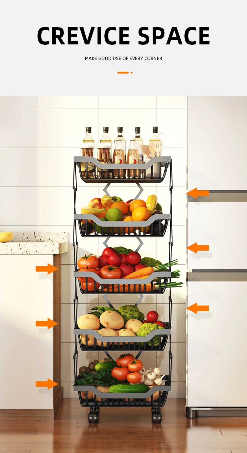 2022 New Household Kitchen Supplies Storage Rack Multi Floor Kitchen