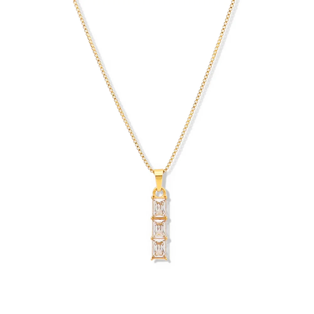 Chris April 316L Stainless Steel 18k Gold Box Chain Triple
