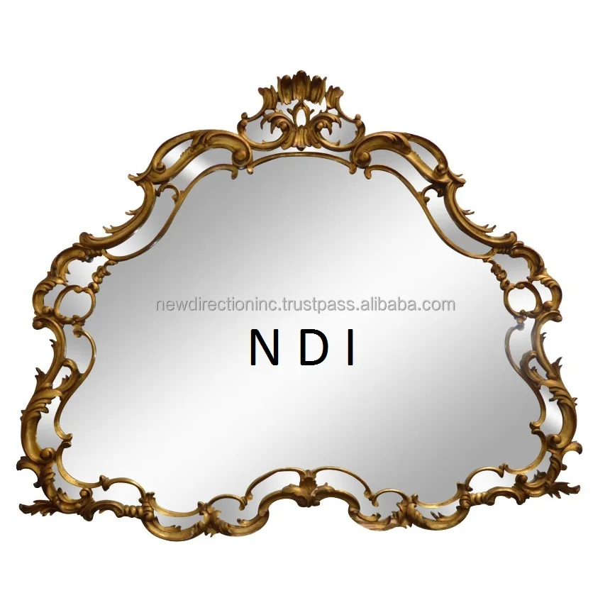 Latest Design Bedroom Wall Mirror Brass Metal Rounded Hand Curved