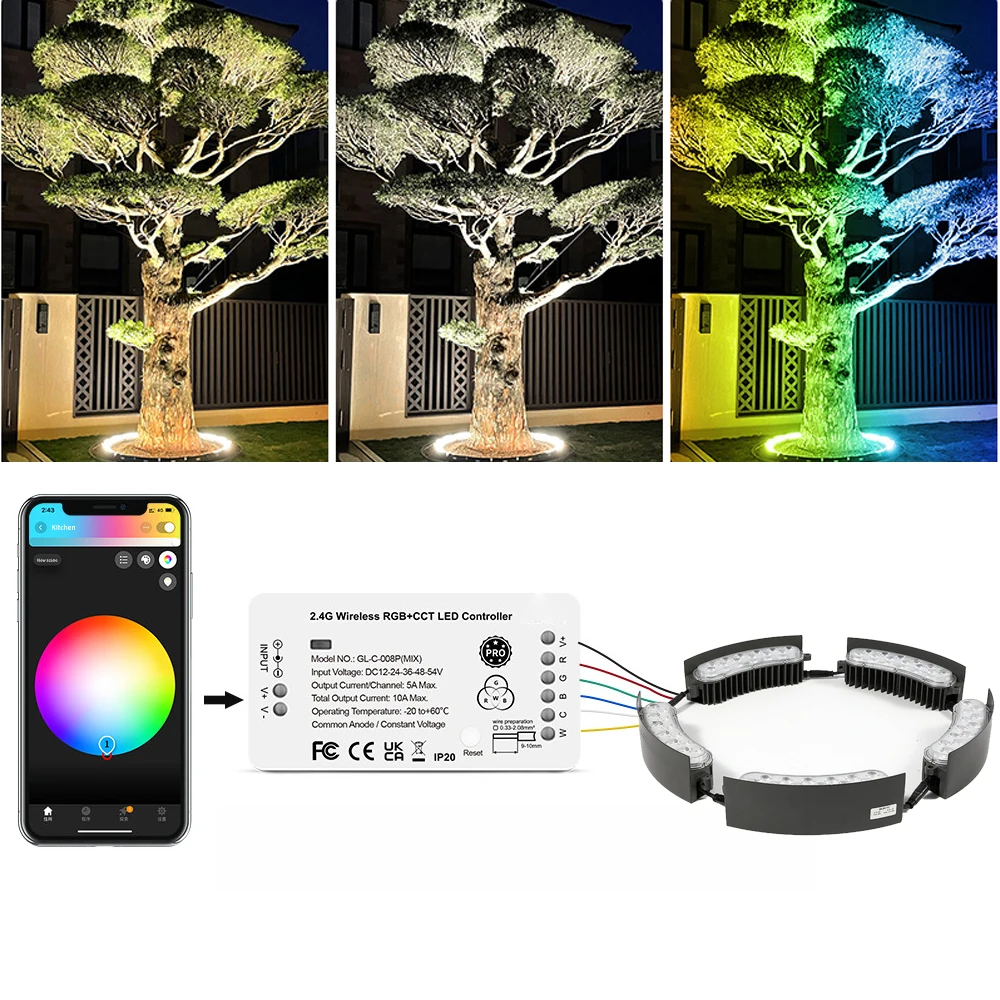 Smart Tuya Wifi Led Tree Ring Lights With Zigbee Led Controller Rgb+cct